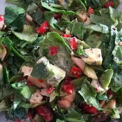 A picture of Antipasti, Spinach and Avocado Salad with Dijon Dressing.
