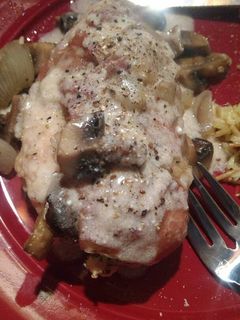 A picture of Prosciutto wrapped Chicken Breasts.
