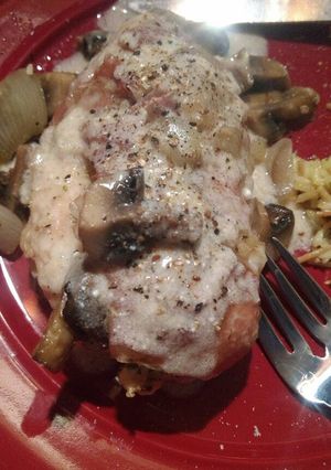 A picture of Prosciutto wrapped Chicken Breasts.