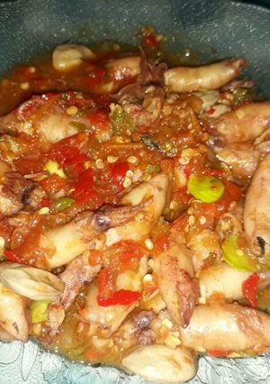 Foto resep Cumi asin balado pete