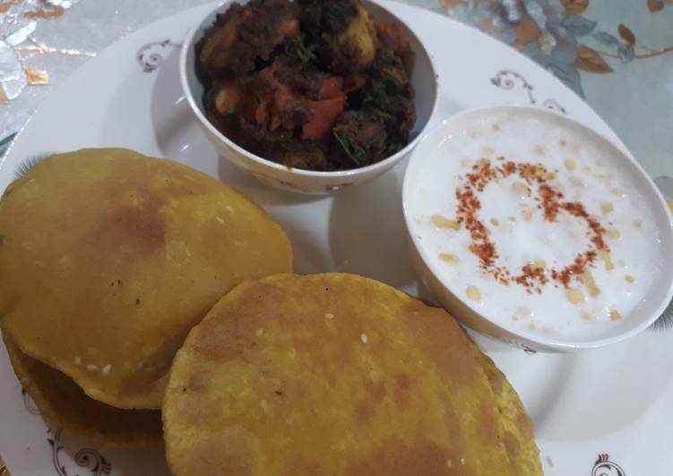 Recipe of Perfect Achari besan aloo with Masala puri