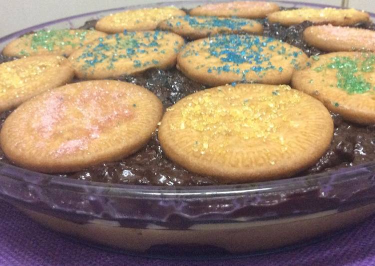Tarta de galletas, flan y chocolate🍫