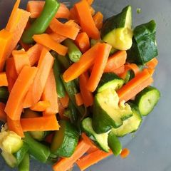 Steamed microwave seasonal vegetables A picture of Steamed microwave seasonal vegetables.