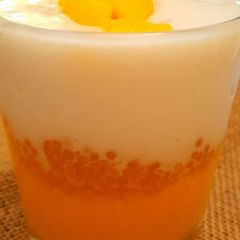 A picture of Mango,tender coconut,sago smoothie.