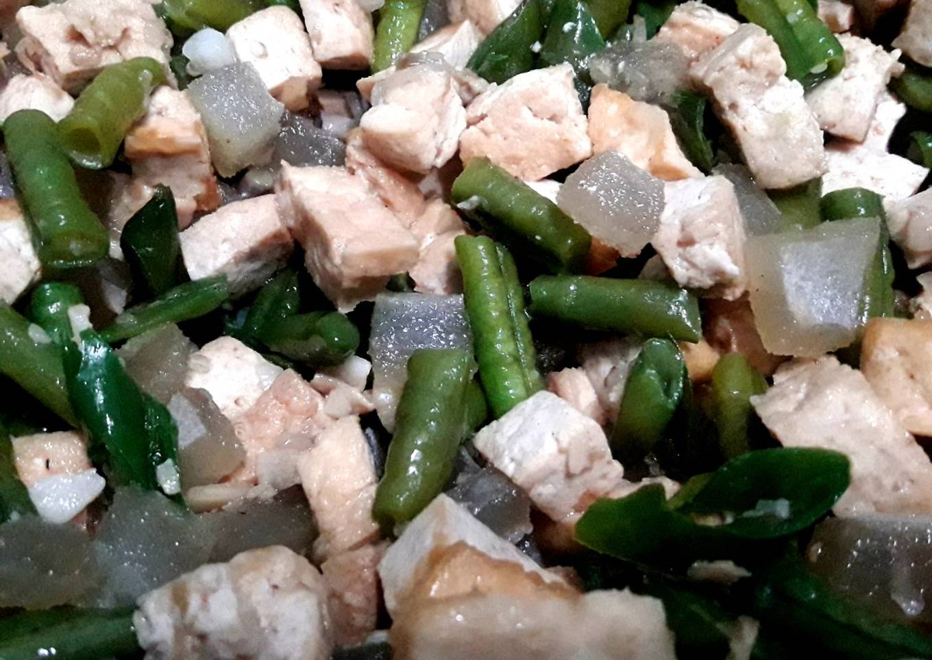 Tumis kikil tahu kacang panjang