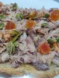 Tostada con caballa y pipas de calabaza picante (mi estilo)