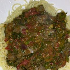 A picture of Spaghetti with Liver.