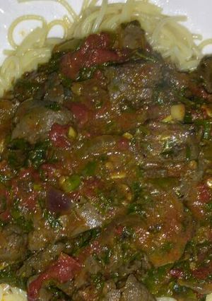 A picture of Spaghetti with Liver.