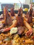 Paella de arroz con gambas y calamarchines 😜