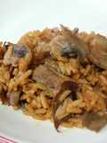 Locrio de cerdo y champiñones