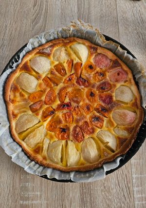 Une photo de Tarte pêches et abricots