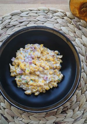 Foto di Spatzle di zucca con panna e prosciutto