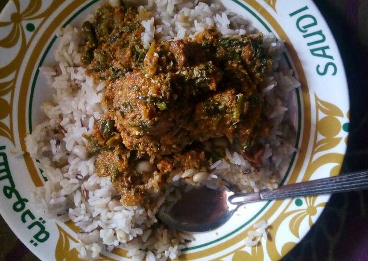 Rice,beans and egusi soup