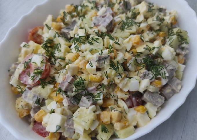 Простой салат из свиного языка - как приготовить салат из языка с яйцами, пошаговый рецепт с фото