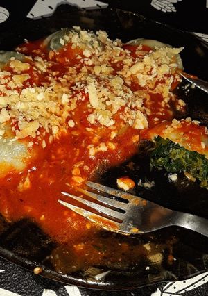 Una foto de Sorrentinos de verdura con masa precocida