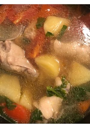 A picture of Chicken Drumstick Soup with Potatoes 🍠 Served Hot.