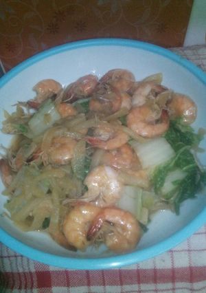 Foto resep Udang Tumis Labu Siam Sawi Putih