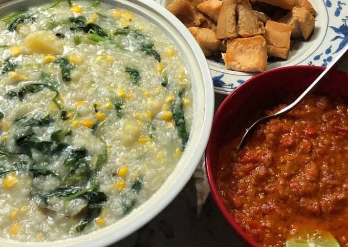 Bubur manado & sambal terasi ala makasar