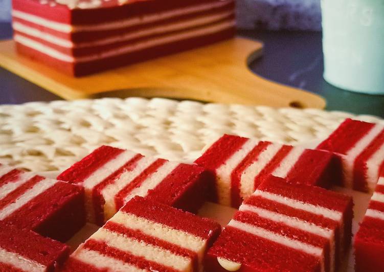 Resep Kek Lapis Red Velvet Cheese Anti Gagal