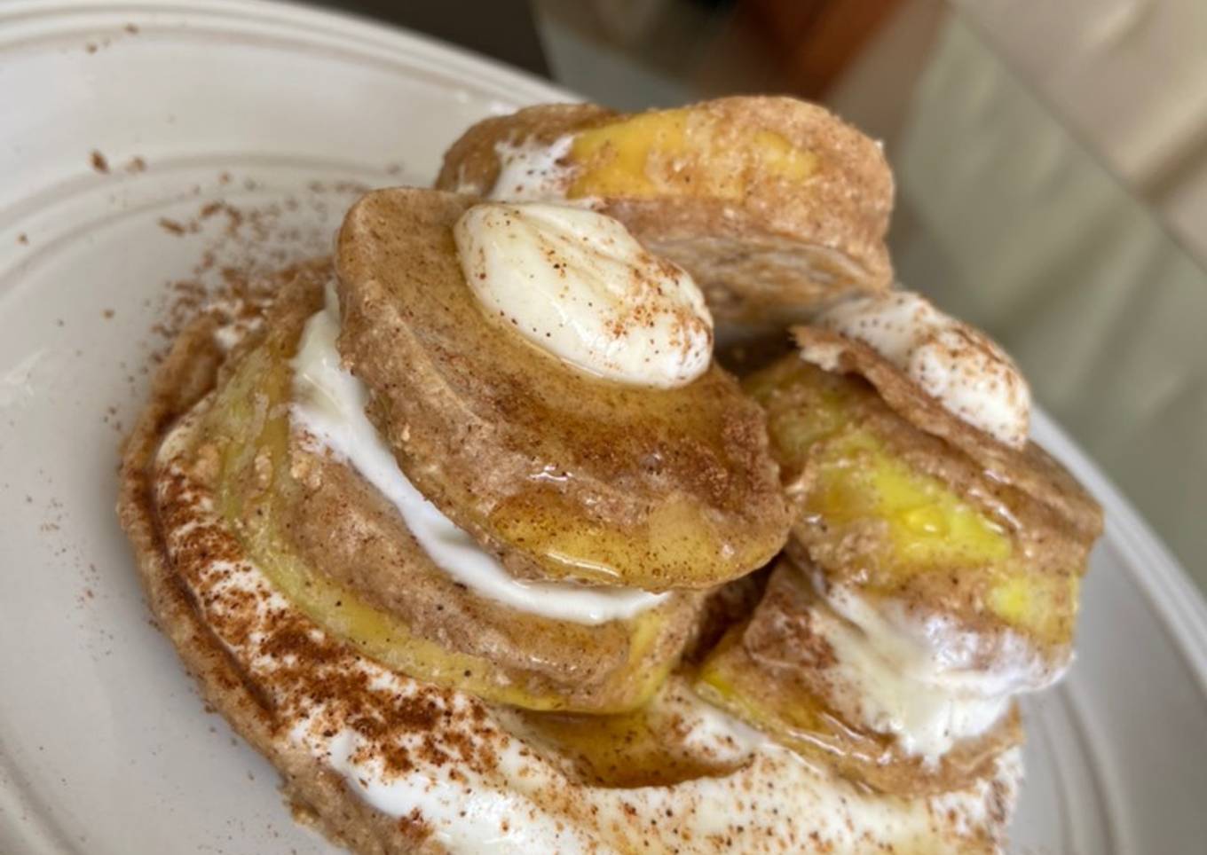 Manzana canela fit pancakes