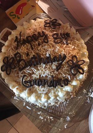 A picture of Grandmas famous pineapple coconut cake.