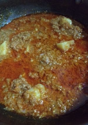 A picture of Qeema aloo.