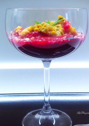 A picture of Dessert with Sbrisolona, Berry Sauces, and Passion Fruit.