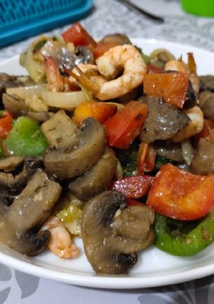 Foto resep Udang Jamur Tumis Paprika