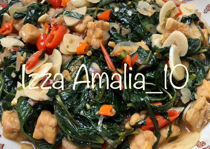 Resep Tumis Tempe Kangkung Pedas, Lezat Sekali