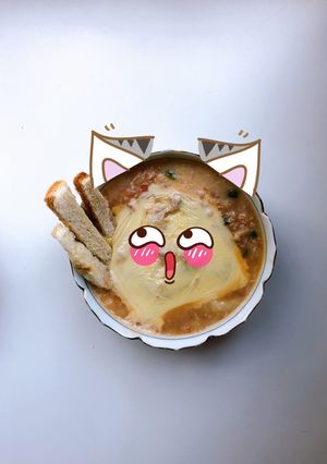 Hình của món Cháo bánh mì đút lò phomai 🥪.