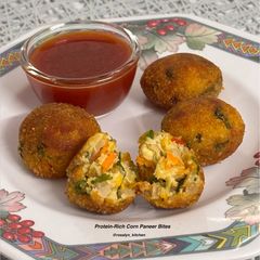 A picture of Healthy Protein-Rich Corn Paneer Bites 🌽🧀 | Wholesome & Nutritious Snack.