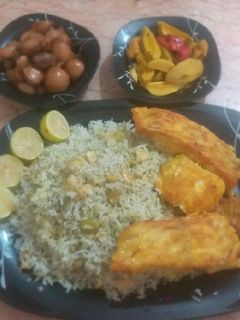 عکسی از دستور باقالی پلو با ماهی 🍚🐟
