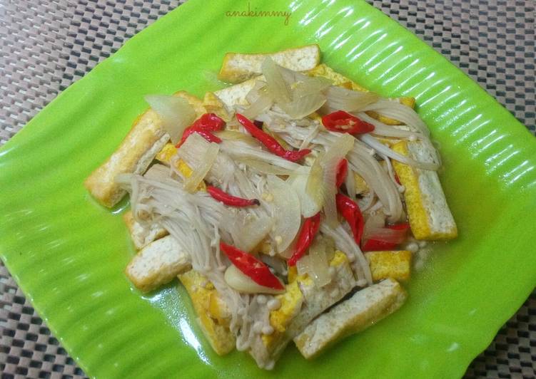 Tumis Tahu Jamur Enoki