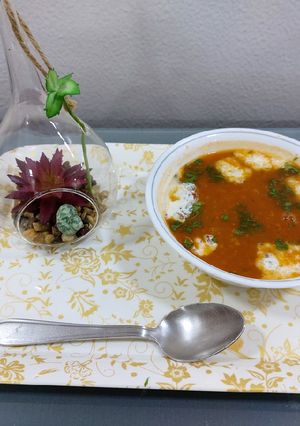 A picture of Tomato carrot beetroot soup.