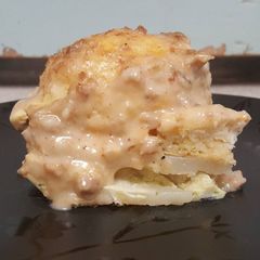 A picture of Sausage Gravy Breakfast Casserole (vegetarian).