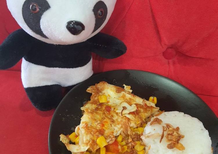 Tumis jagung telur jamur pedas