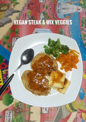 Foto resep Vegan Steak & Mix Veggies