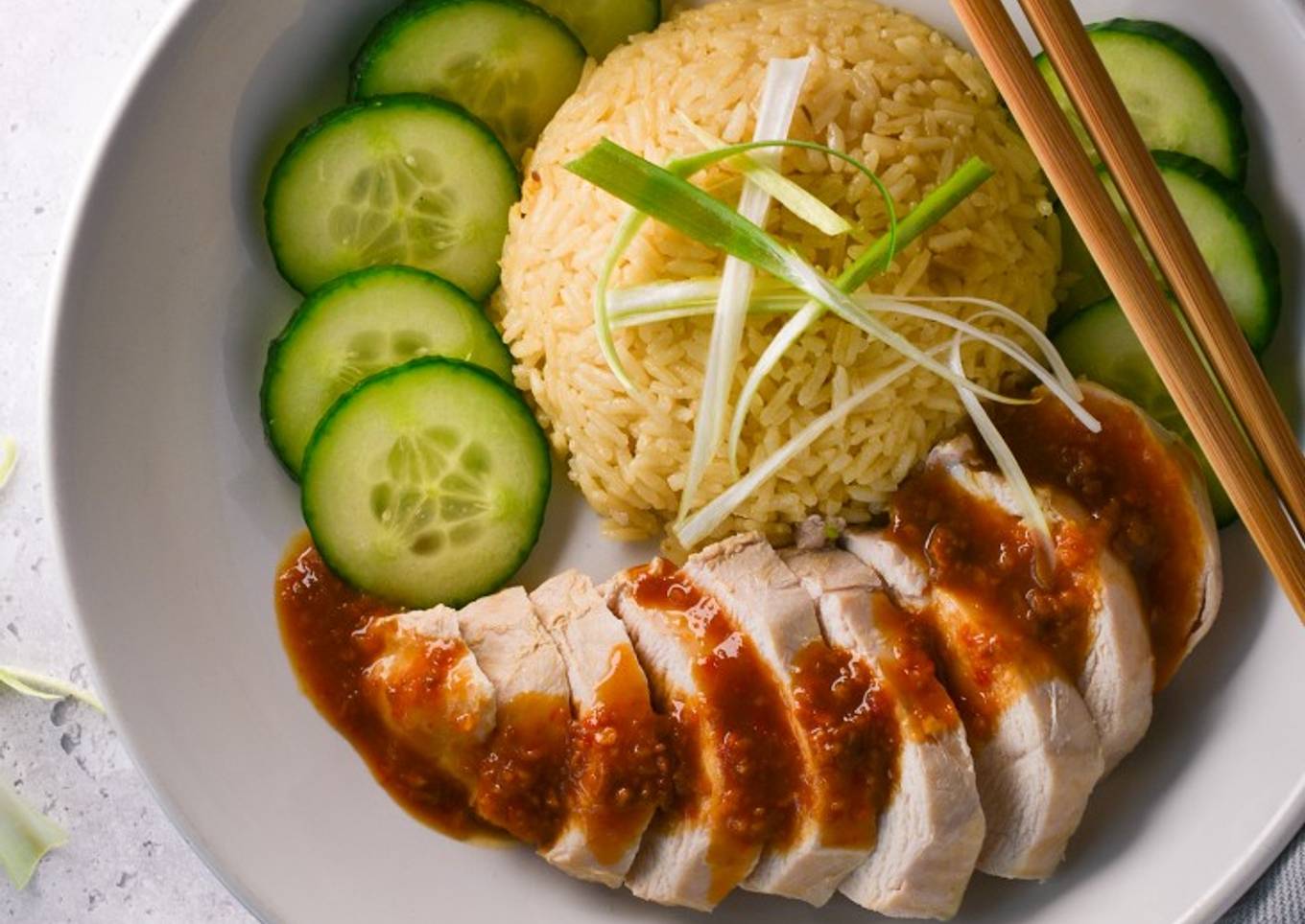 Leaner Hainanese Inspired Chicken & Rice