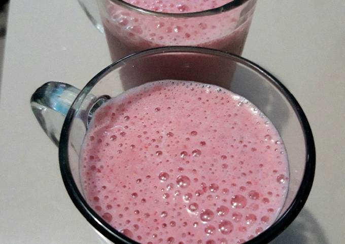 Resep Strawberry Banana Smoothie (cocok untuk diet) Jus Sehat Anti Gagal