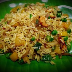 Capsicum Peas Rice A picture of Capsicum Peas Rice.
