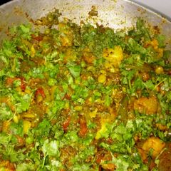 A picture of Green lentil mix veggie (leelva nu shaak).