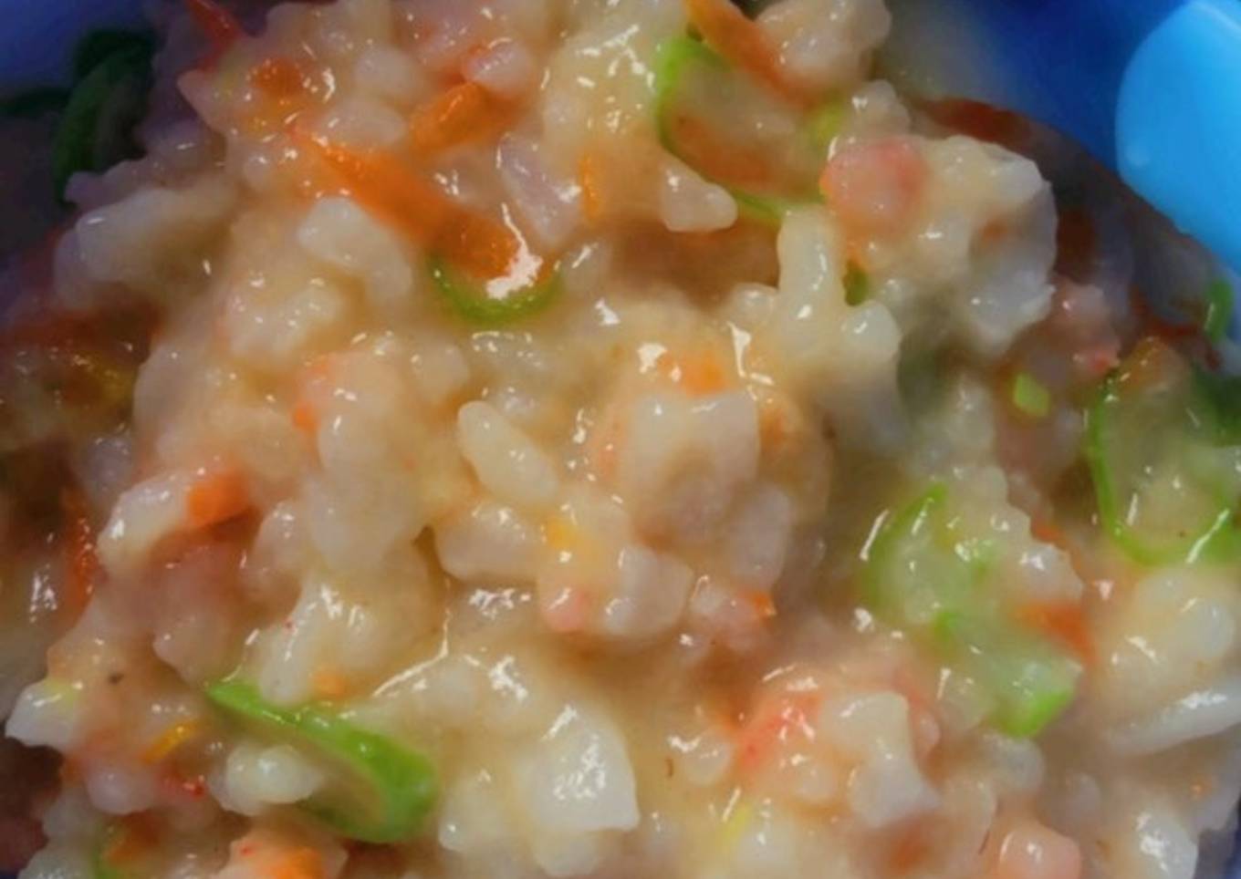 (MPASI 9m+) Nasi Tim Udang + Wortel & Buncis 🦐🥕🍲