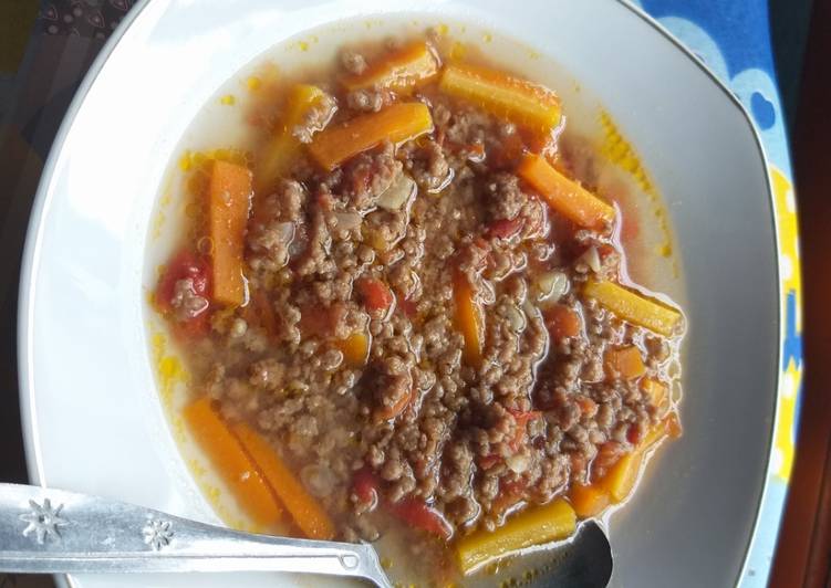 Cara Gampang Menyiapkan Mpasi 16 bulan, tumis daging cincang + wortel, Lezat