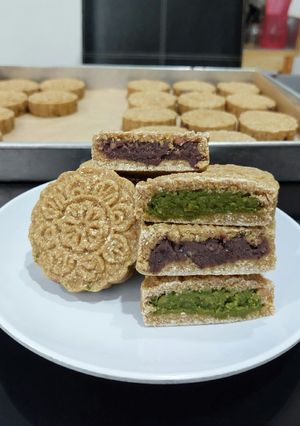 Foto resep Anabolic Oat Crusted Pandan Mooncake |High Protein, Low Calorie, Sugar & Gluten Free