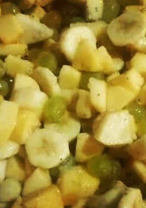 A picture of Mix Fruit Chaat🍎🍌🍏🍊🍋🍇🍑🍒.