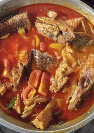Foto resep Asam Pedas Kepala ikan gabus terong asam