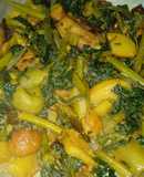 Lau shaker ghonto(bottle gourd leaves and mix veg stir fry)