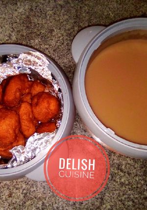 A picture of Akara (Beans cake) & Pap!.