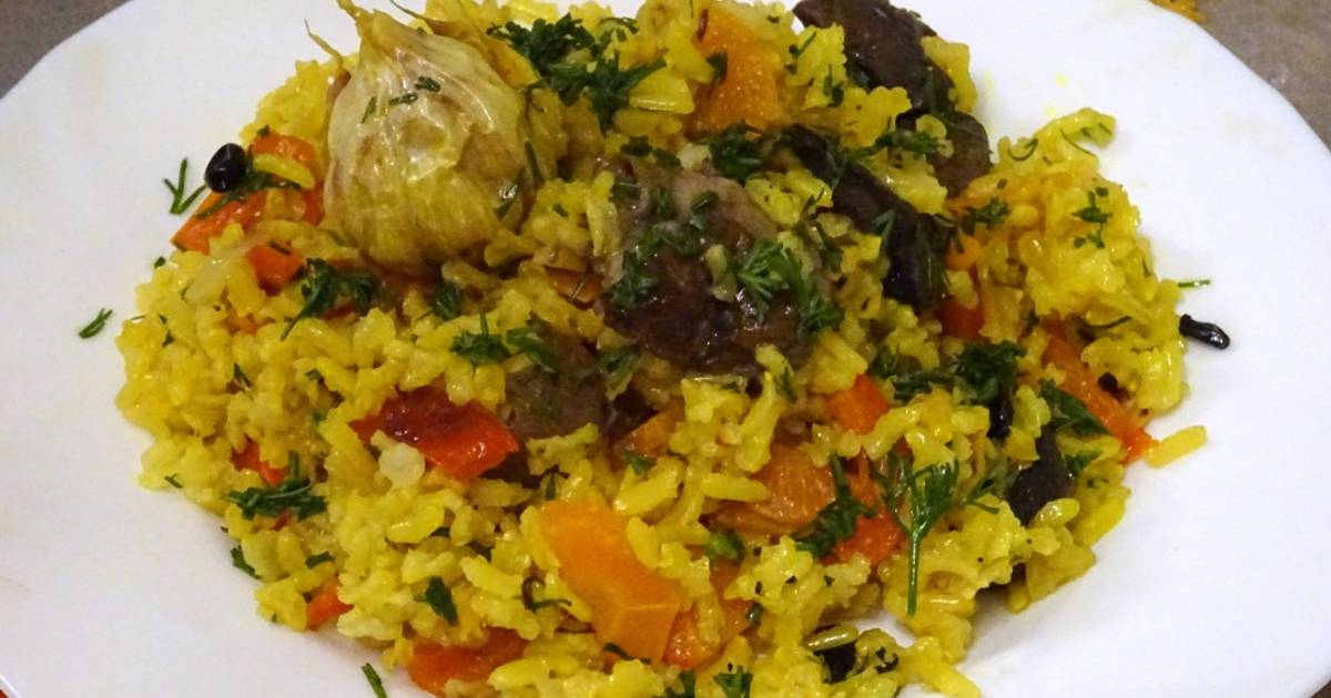 Рис с грибами и болгарским перцем пошаговый рецепт с