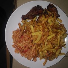 A picture of Irish Potato Fries and Scramble Egg.